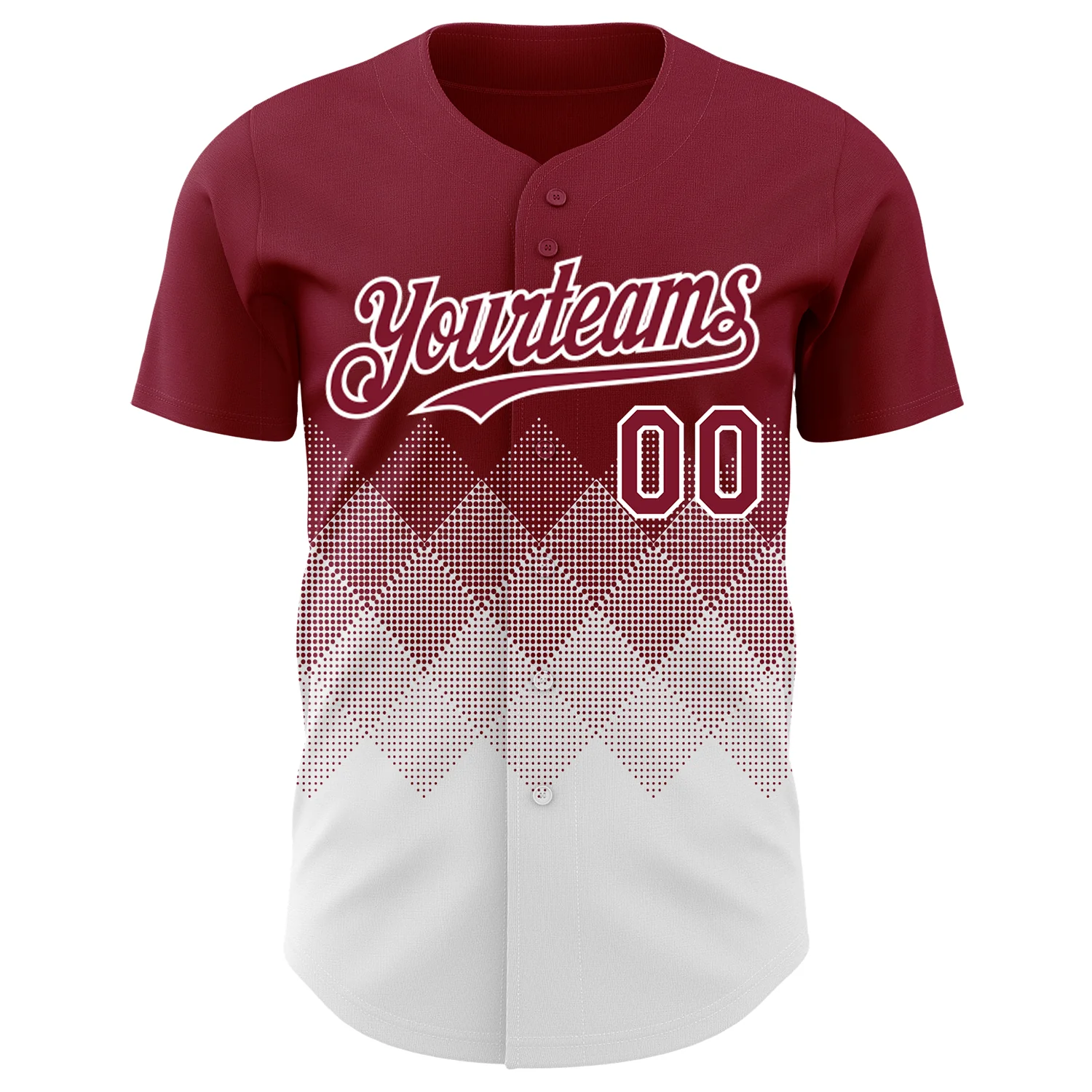 Custom Crimson White 3D Gradient Square Shape Authentic Baseball Jersey