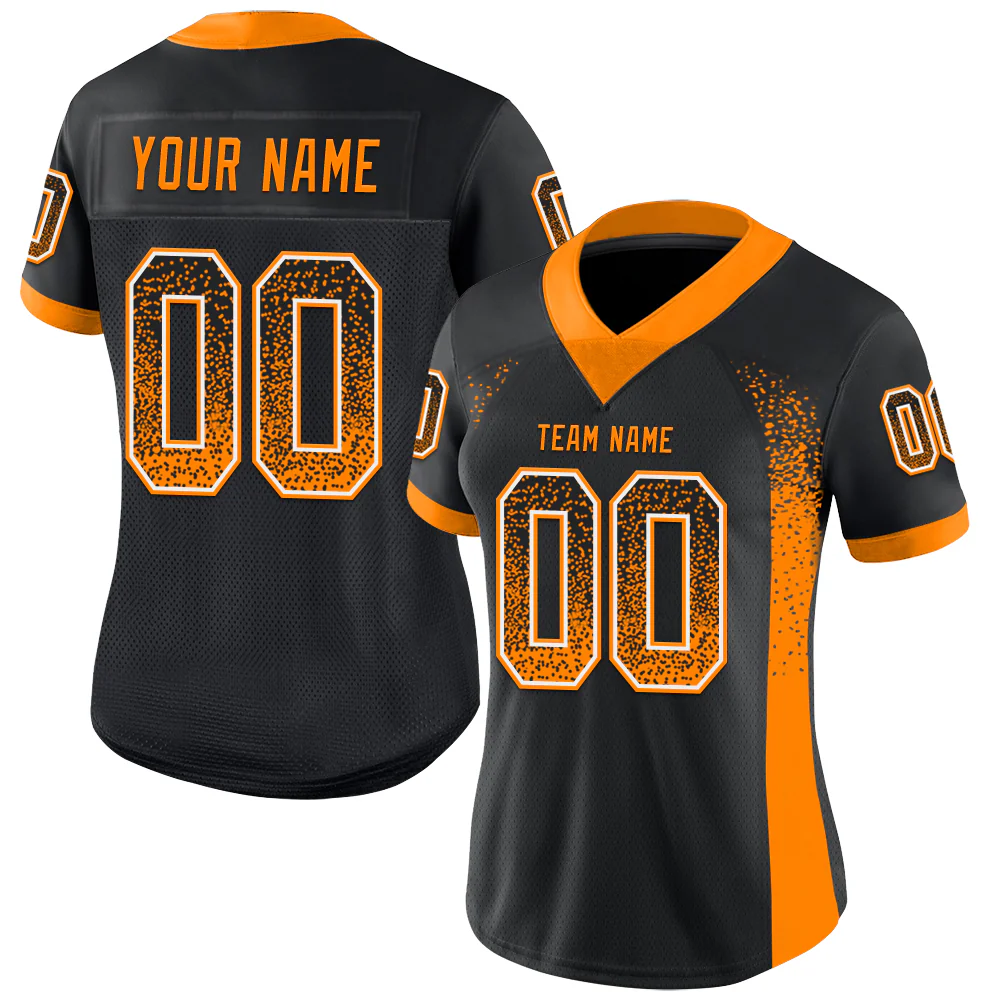 Custom Black Bay Orange-White Drift Fashion Football Jersey