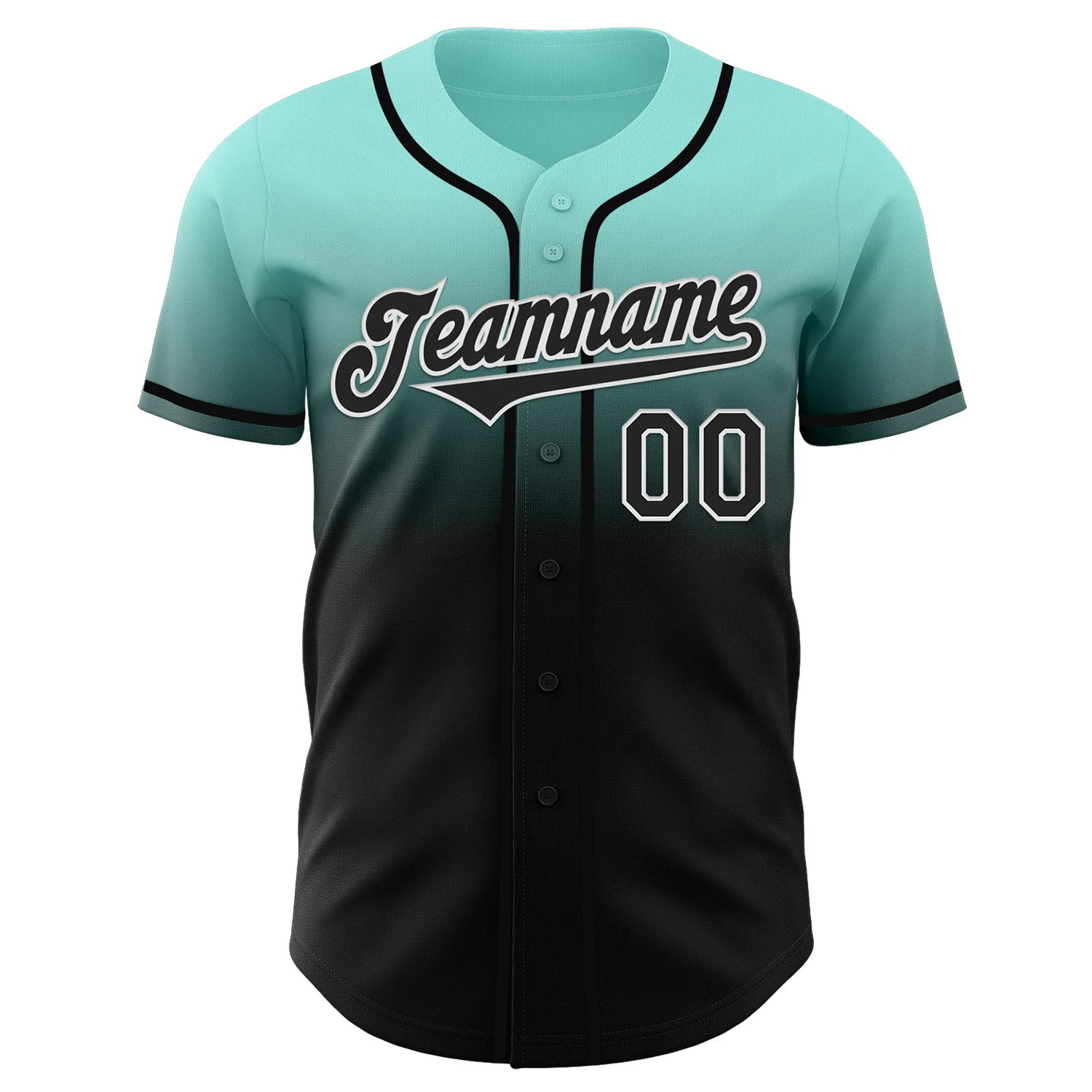 Custom Ice Blue Black-White Authentic Fade Fashion Baseball Jersey