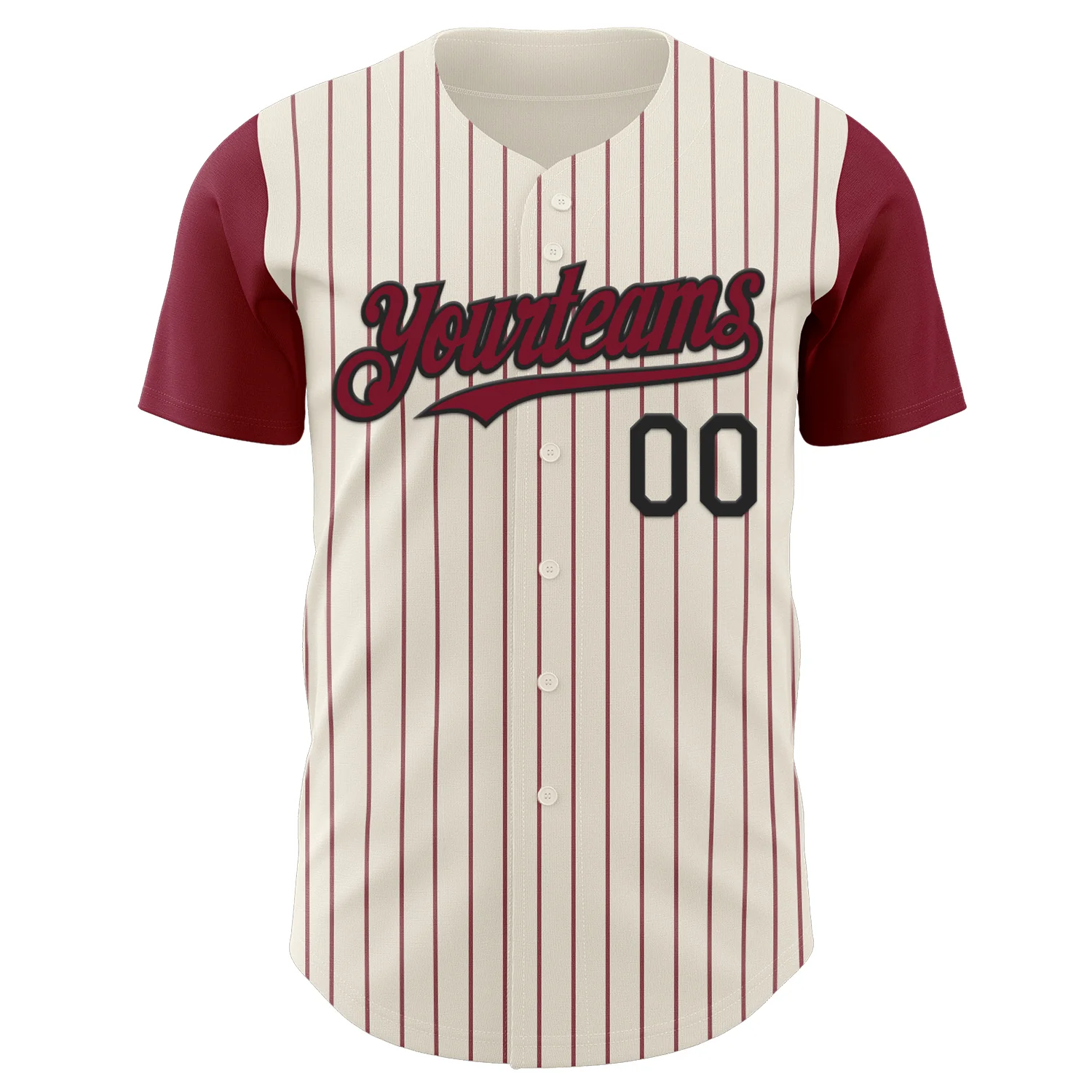 Custom Cream Crimson Pinstripe Black Authentic Two Tone Baseball Jersey