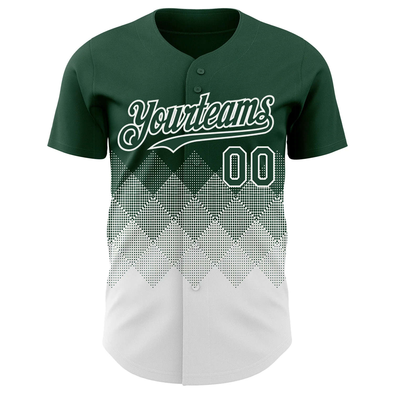 Custom Green White 3D Gradient Square Shape Authentic Baseball Jersey