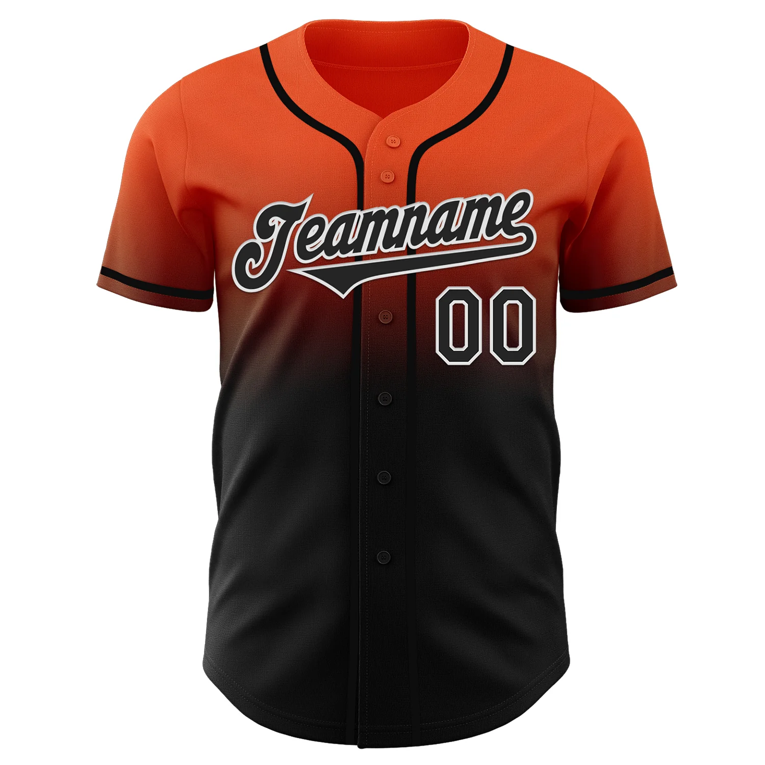 Custom Orange Black-White Authentic Fade Fashion Baseball Jersey