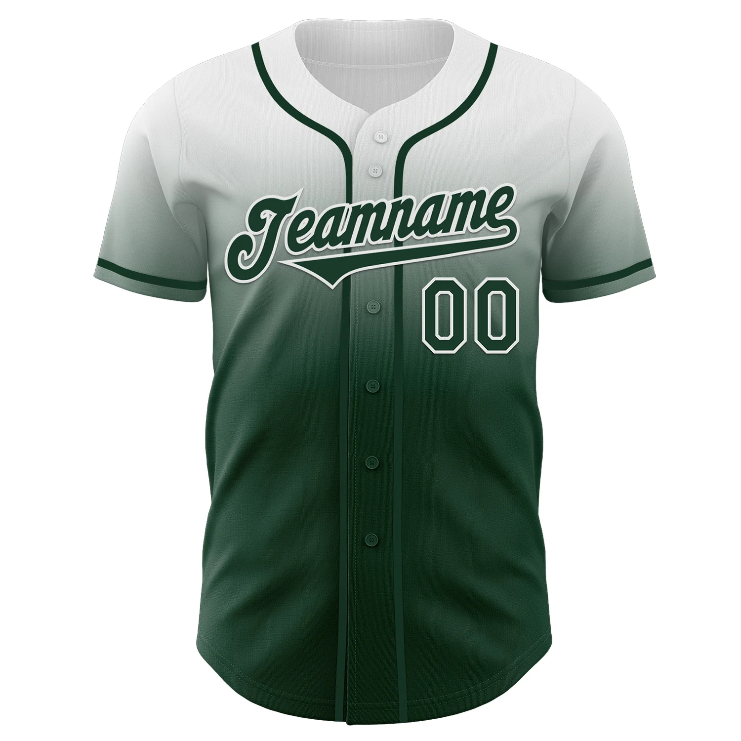 Custom White Green Authentic Fade Fashion Baseball Jersey