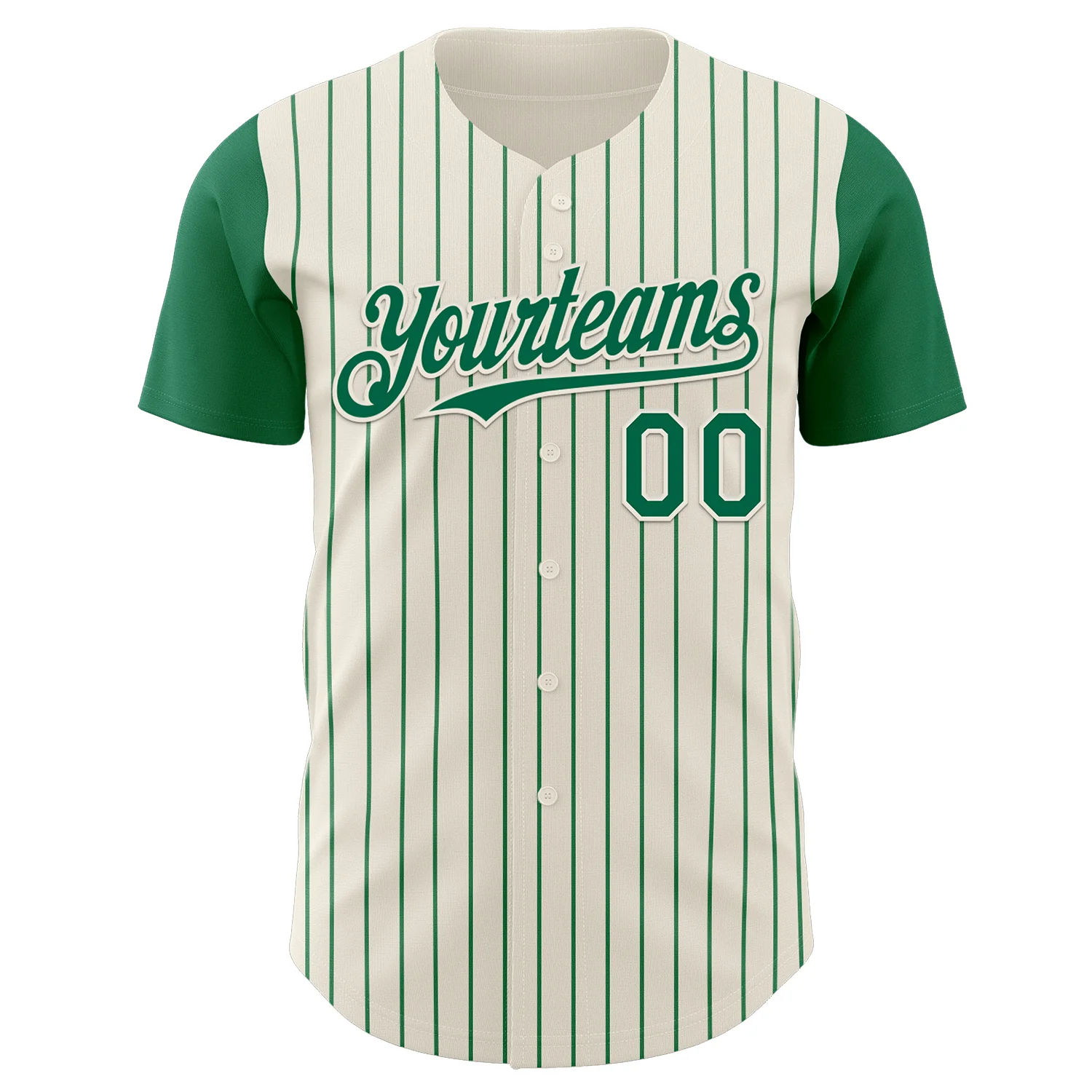Custom Cream Kelly Green Pinstripe Kelly Green Authentic Two Tone Baseball Jersey