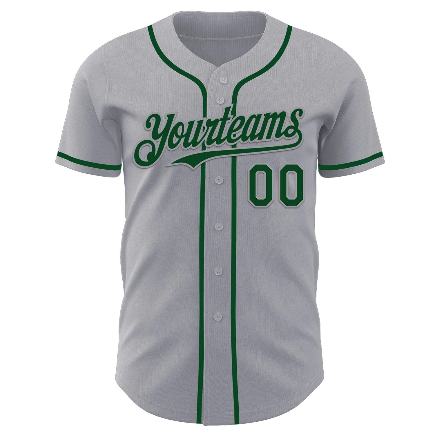 Custom Gray Green Authentic Baseball Jersey