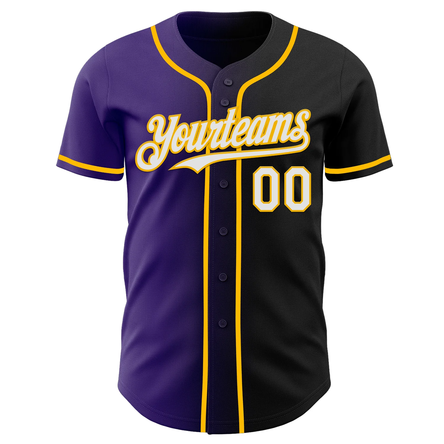 Custom Black White Purple-Gold Authentic Gradient Fashion Baseball Jersey
