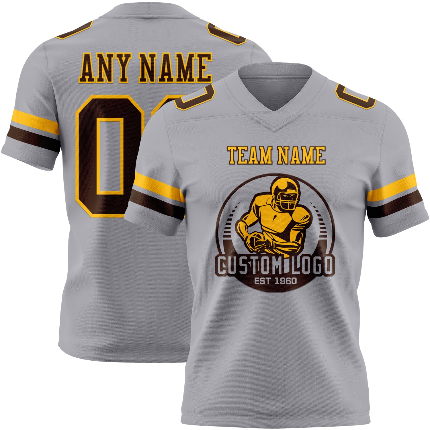 Custom Gray Brown-Gold Authentic Football Jersey