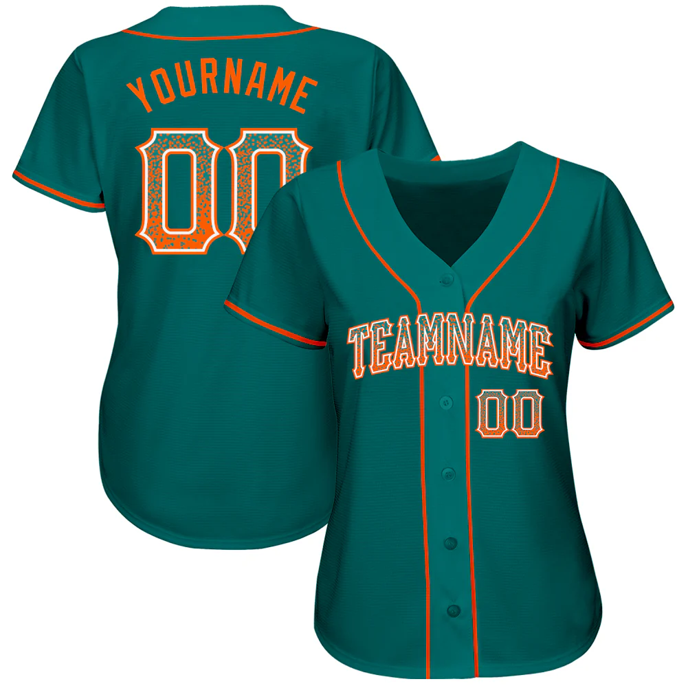 Custom Teal Orange-White Authentic Drift Fashion Baseball Jersey