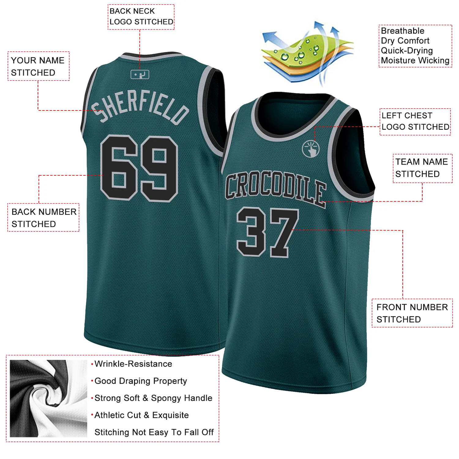 Custom Midnight Green Black-Gray Authentic Basketball Jersey