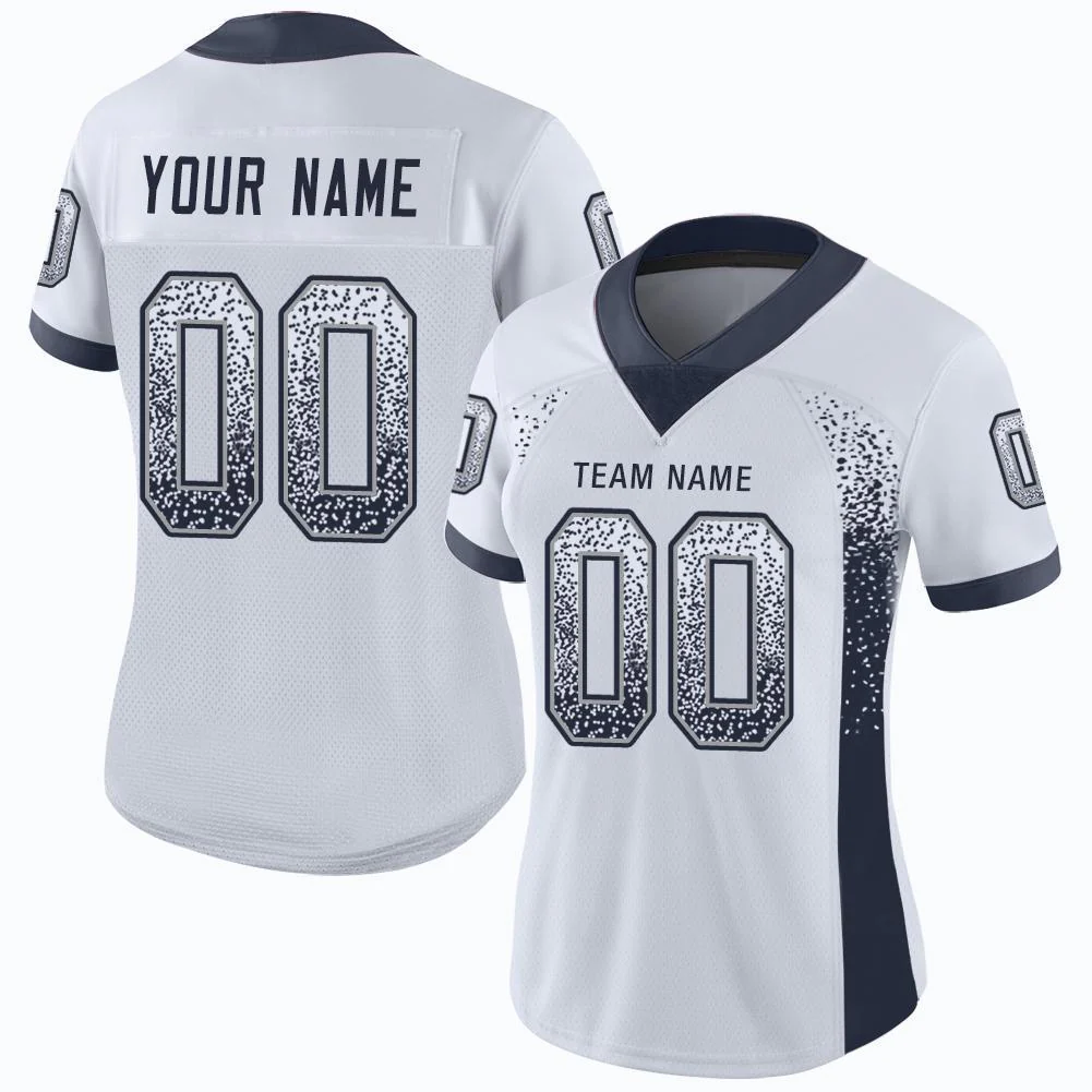 Custom White Navy-Light Gray Drift Fashion Football Jersey