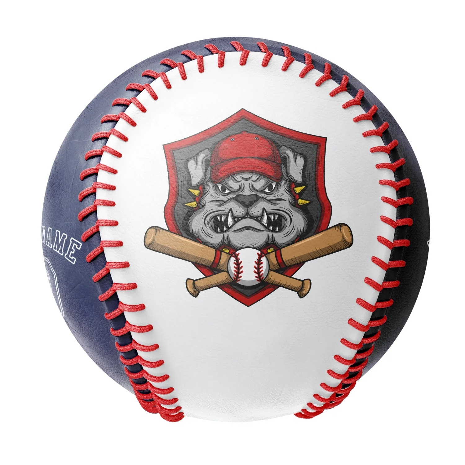 Personalized White Navy Half Leather Navy Authentic Baseballs