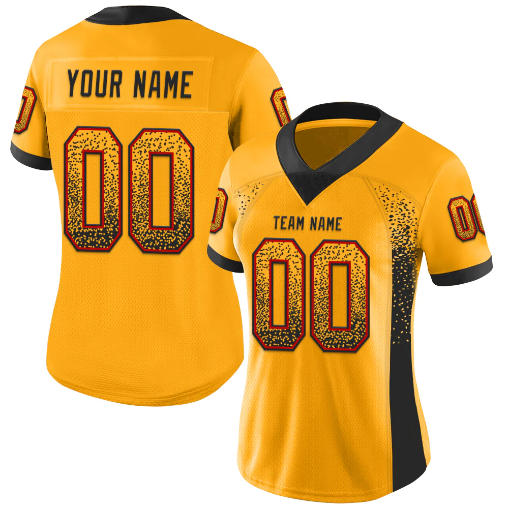 Custom Gold Black-Red Drift Fashion Football Jersey