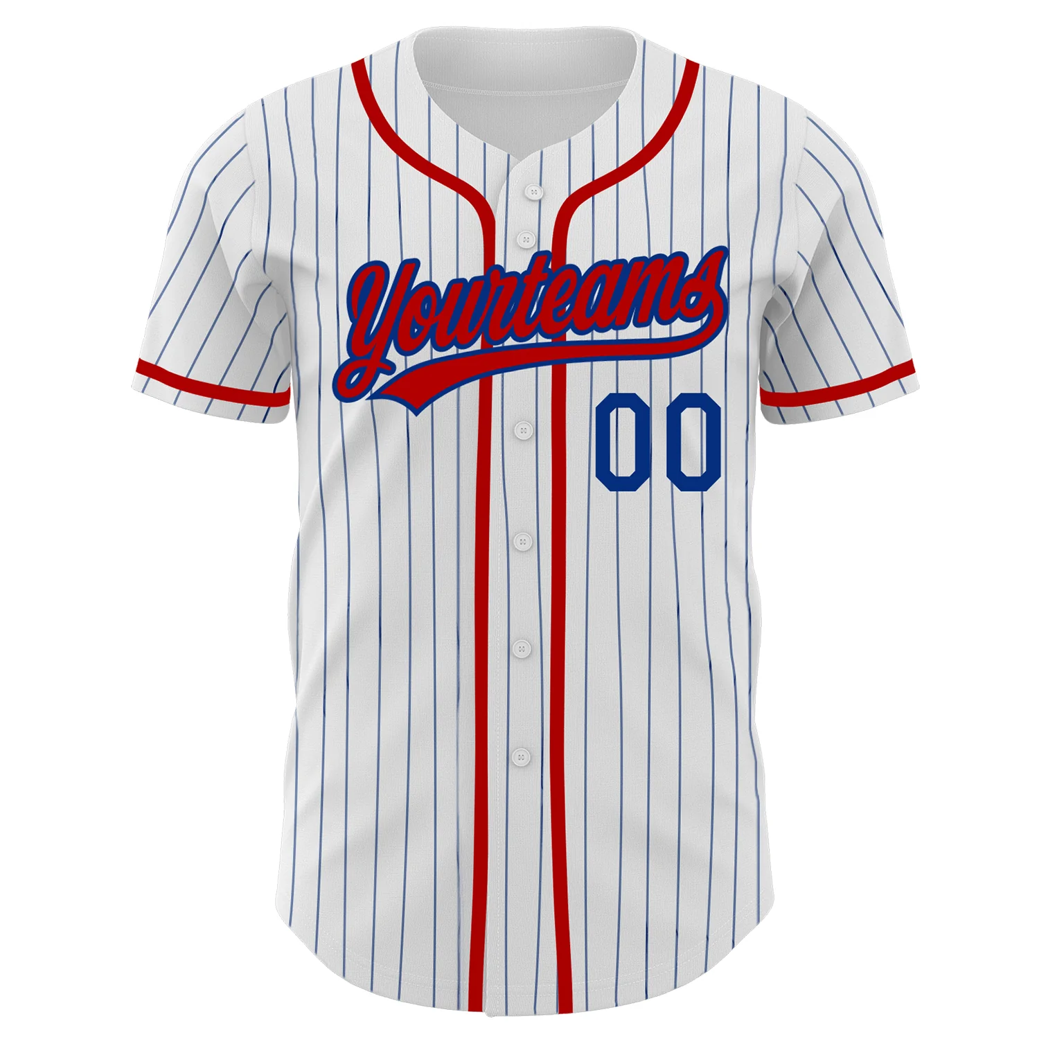 Custom White Royal Pinstripe Red Authentic Baseball Jersey