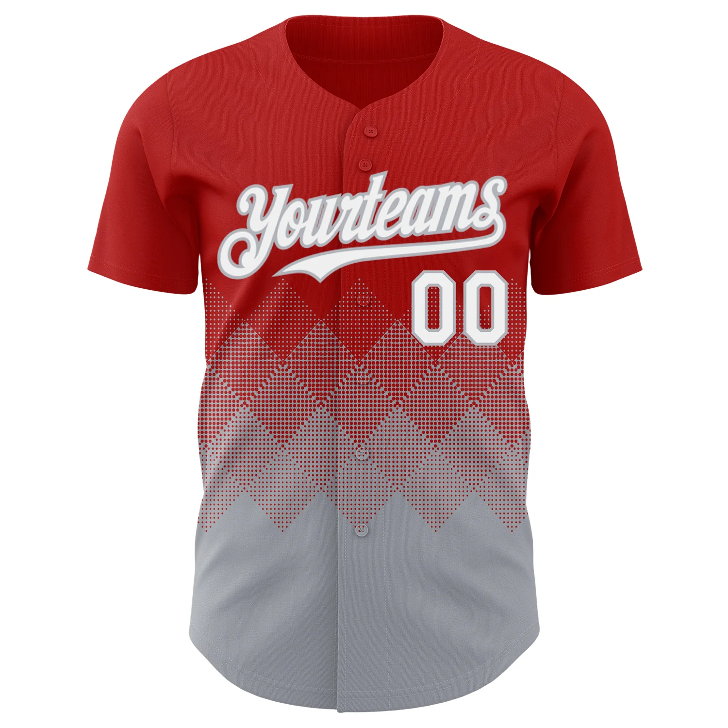 Custom Red White-Gray 3D Gradient Square Shape Authentic Baseball Jersey