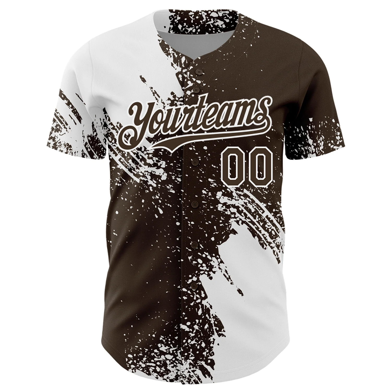 Custom White Brown 3D Pattern Design Abstract Brush Stroke Authentic Baseball Jersey