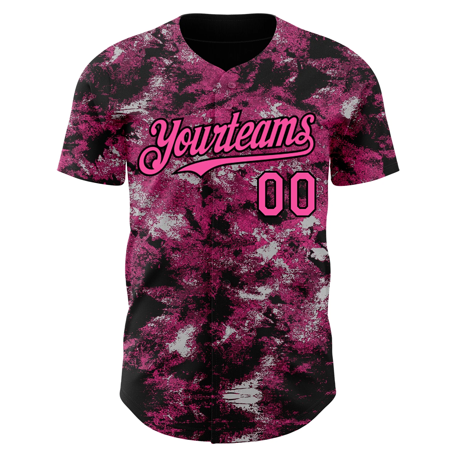 Custom Tie Dye Pink-Black 3D Authentic Baseball Jersey