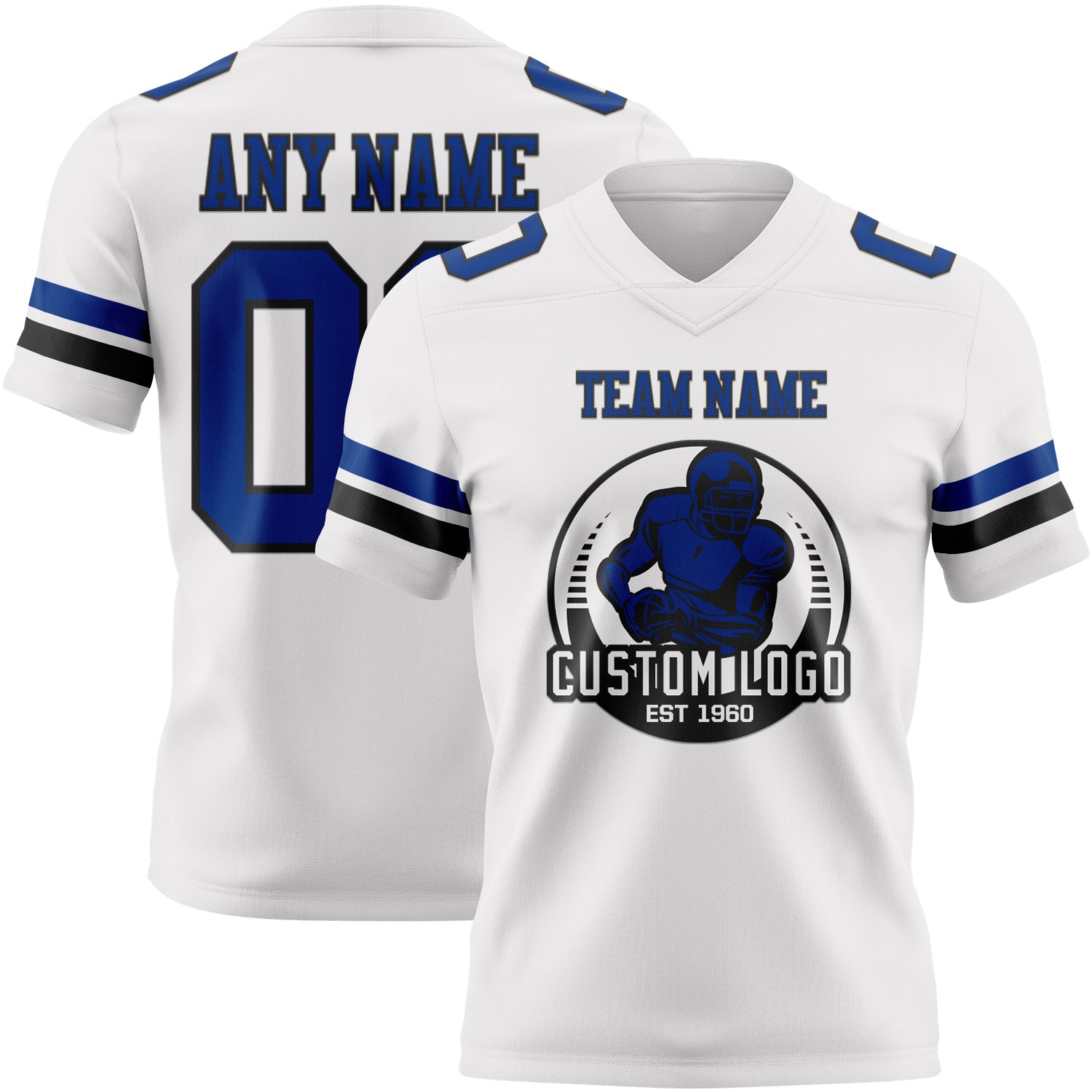 Custom White Royal-Black Authentic Football Jersey