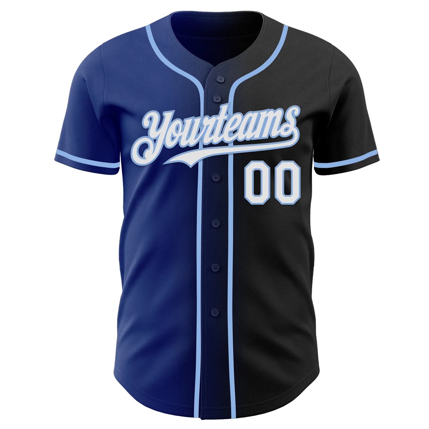 Custom Black White Royal-Light Blue Authentic Gradient Fashion Baseball Jersey
