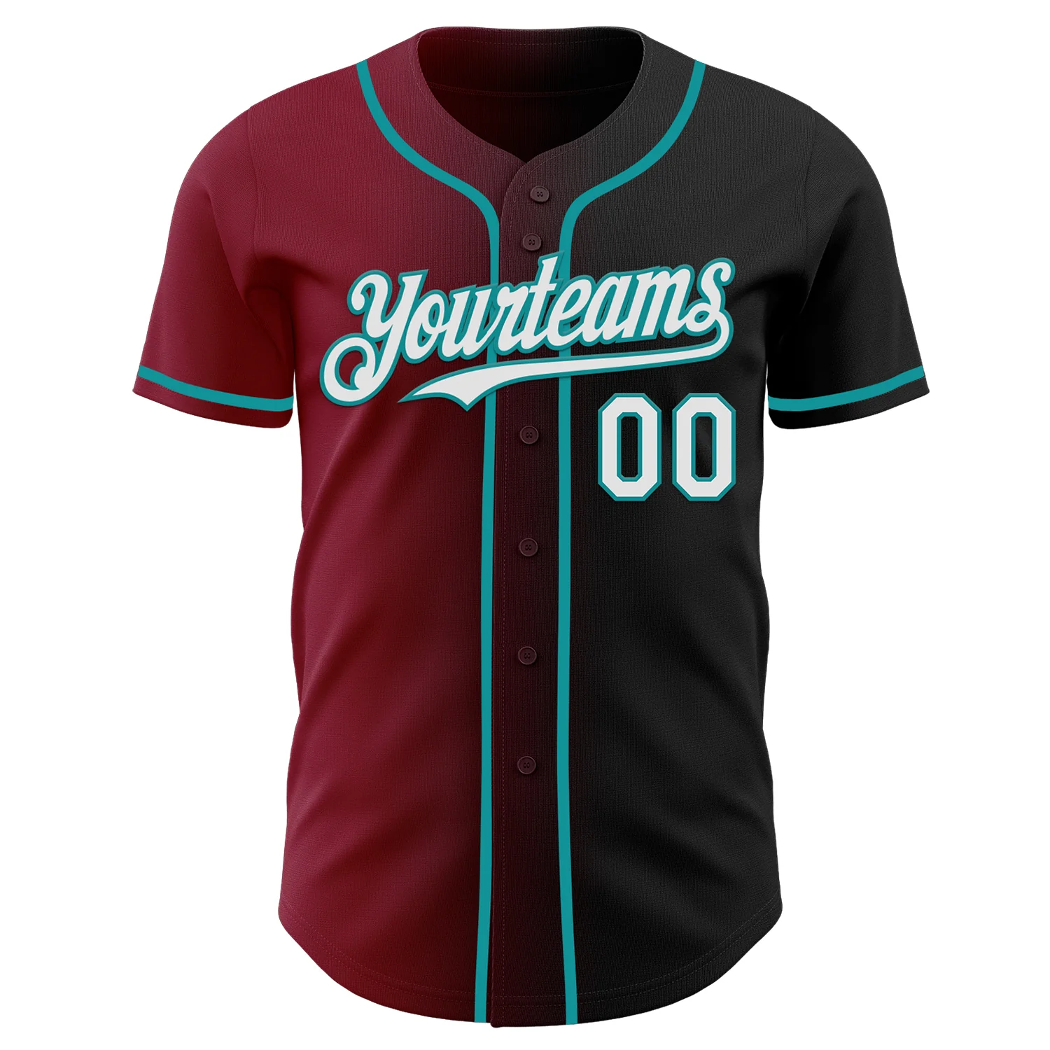 Custom Black White Crimson-Teal Authentic Gradient Fashion Baseball Jersey