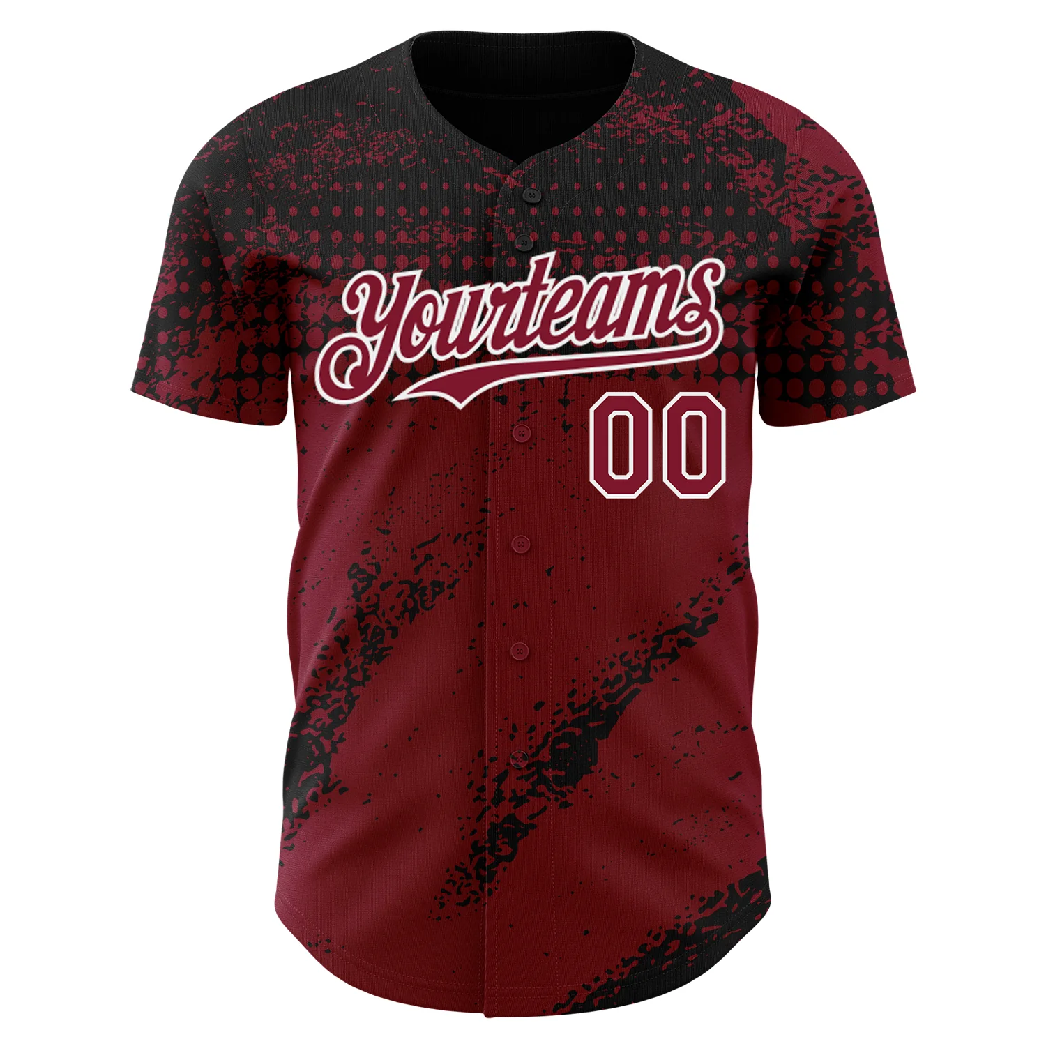 Custom Black Crimson-White 3D Pattern Design Splash Grunge Fragment Authentic Baseball Jersey
