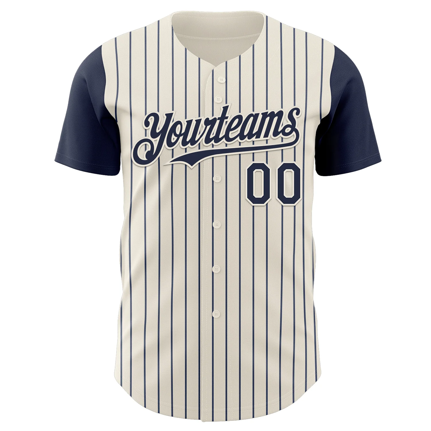 Custom Cream Navy Pinstripe Navy Authentic Two Tone Baseball Jersey