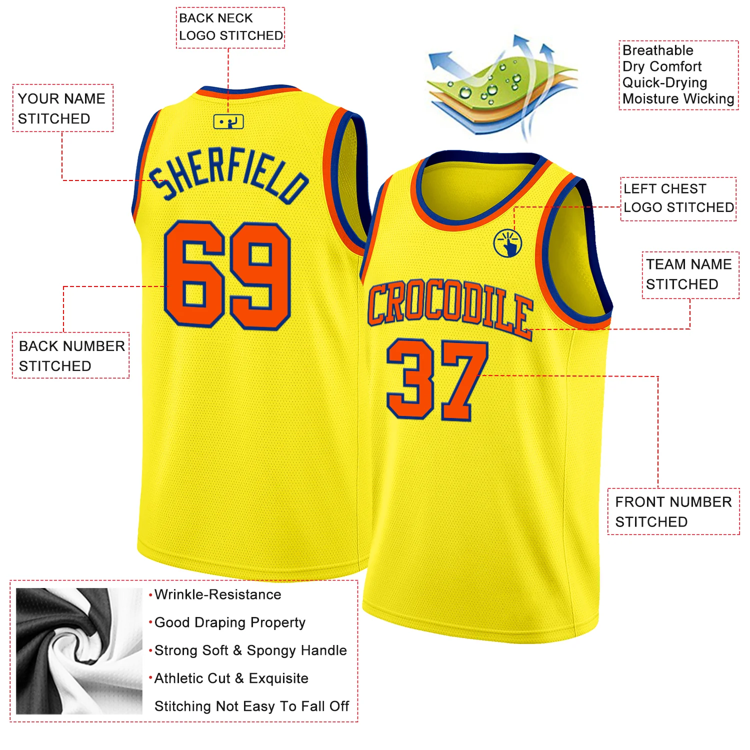 Custom Light Yellow Orange-Royal Authentic Basketball Jersey