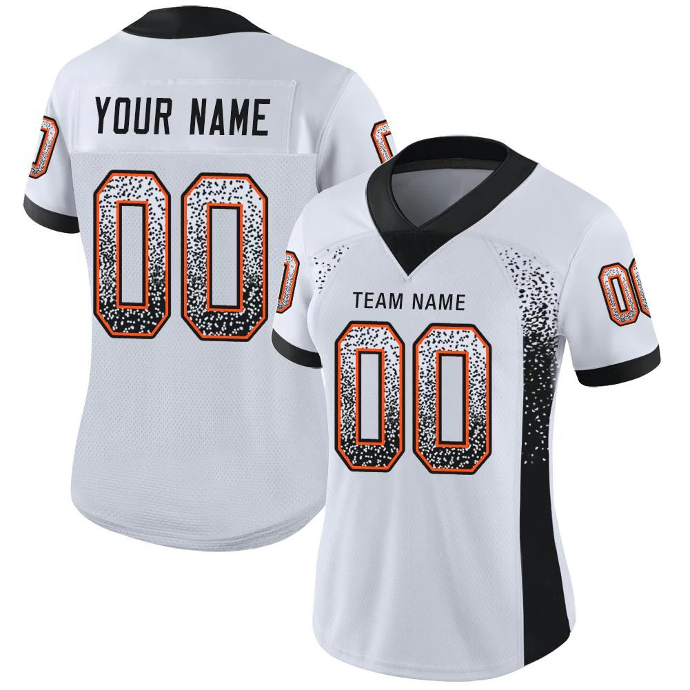 Custom White Black-Orange Drift Fashion Football Jersey