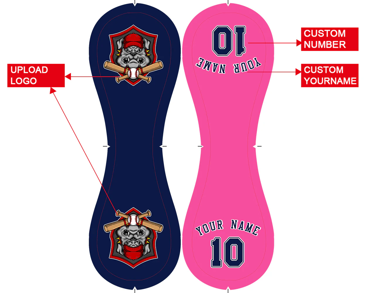 Personalized Navy Pink Half Leather Navy Authentic Baseballs