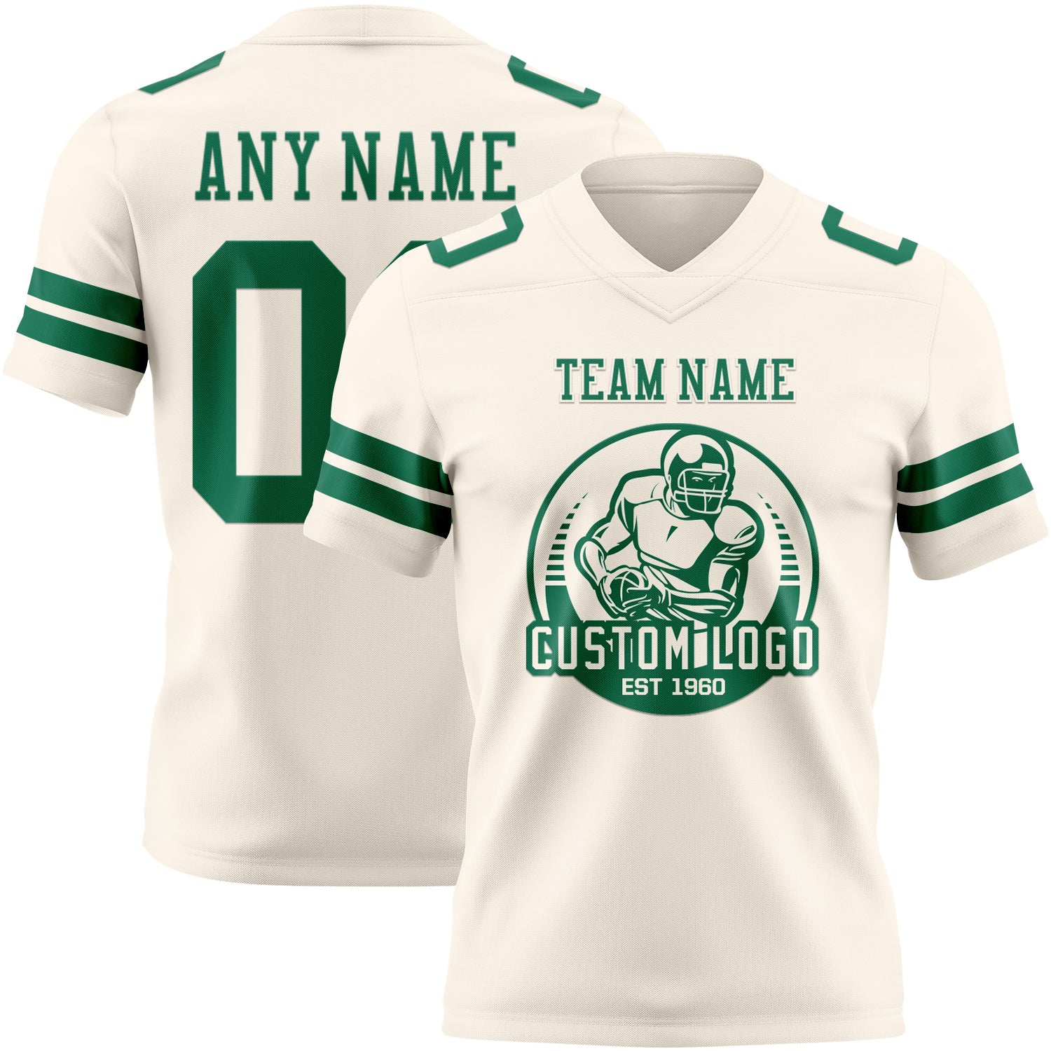 Custom Cream Kelly Green Authentic Football Jersey