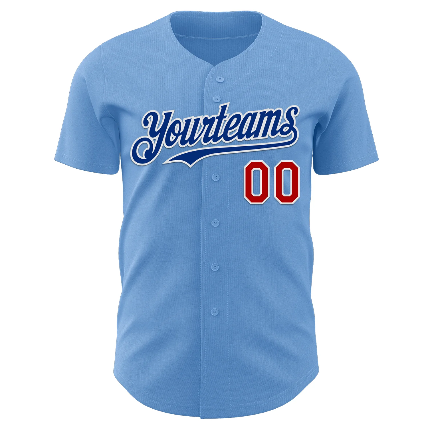 Custom Light Blue Red White-Royal Authentic Baseball Jersey