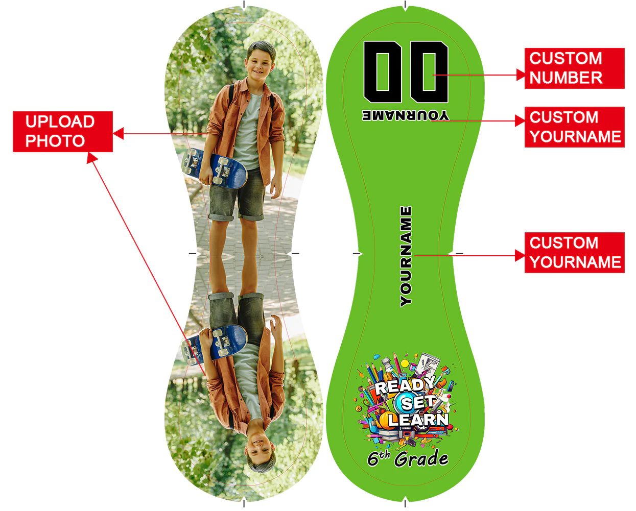 Personalized Gold Ready Set Learn Starting School 6th Grade Photo Baseballs