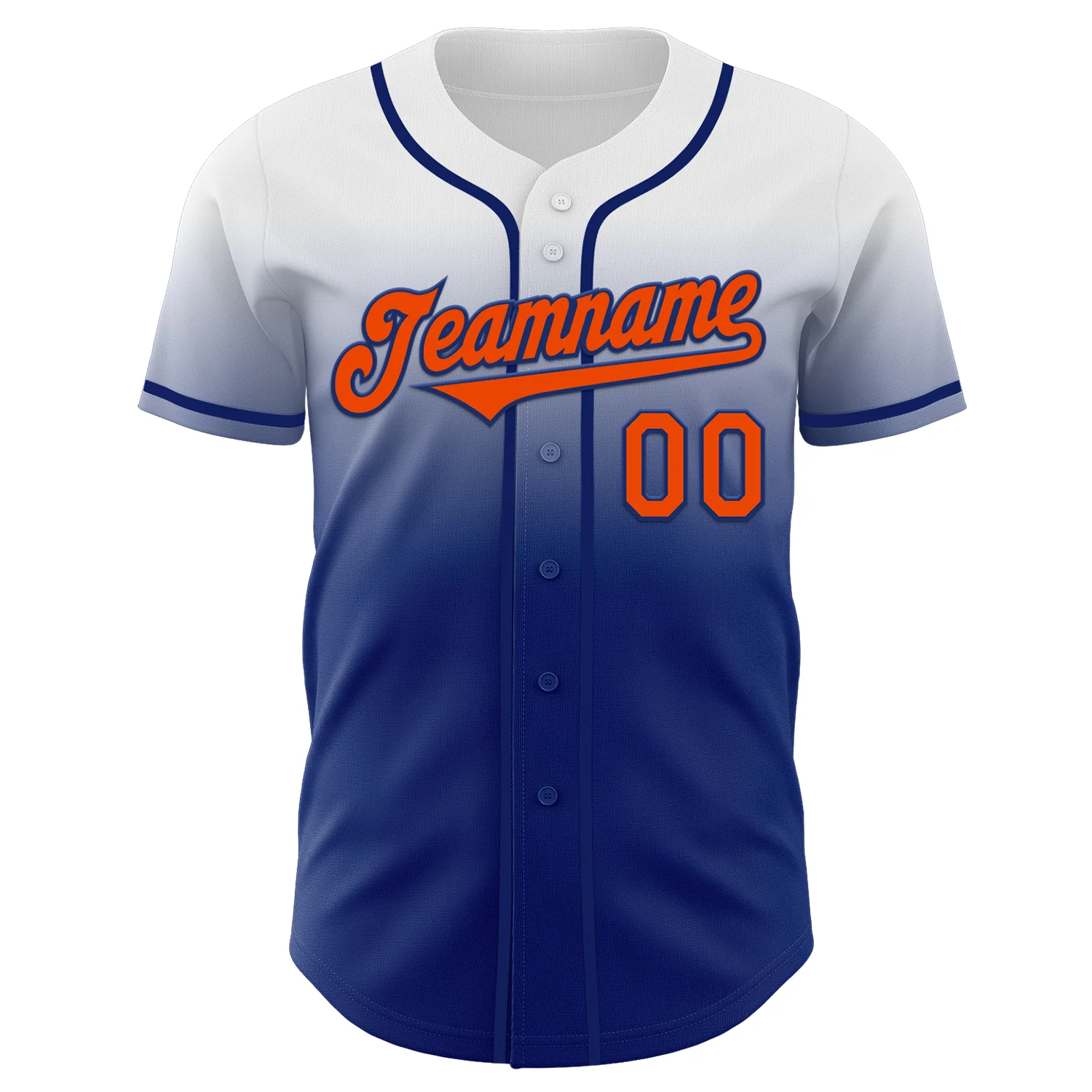 Custom White Orange-Royal Authentic Fade Fashion Baseball Jersey