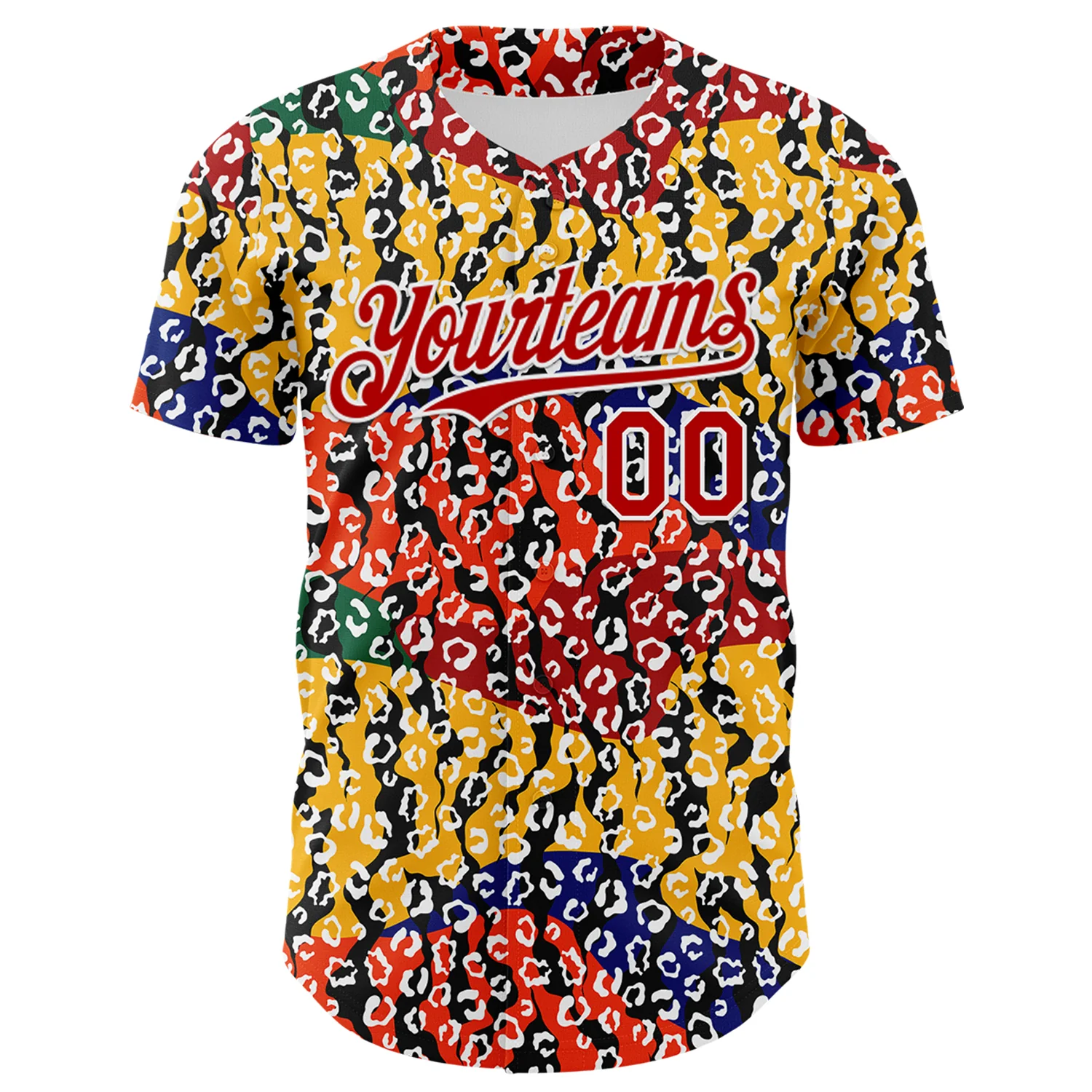 Custom Yellow Red Black Green-White 3D Pattern Design Black History Month Animal Print Authentic Baseball Jersey
