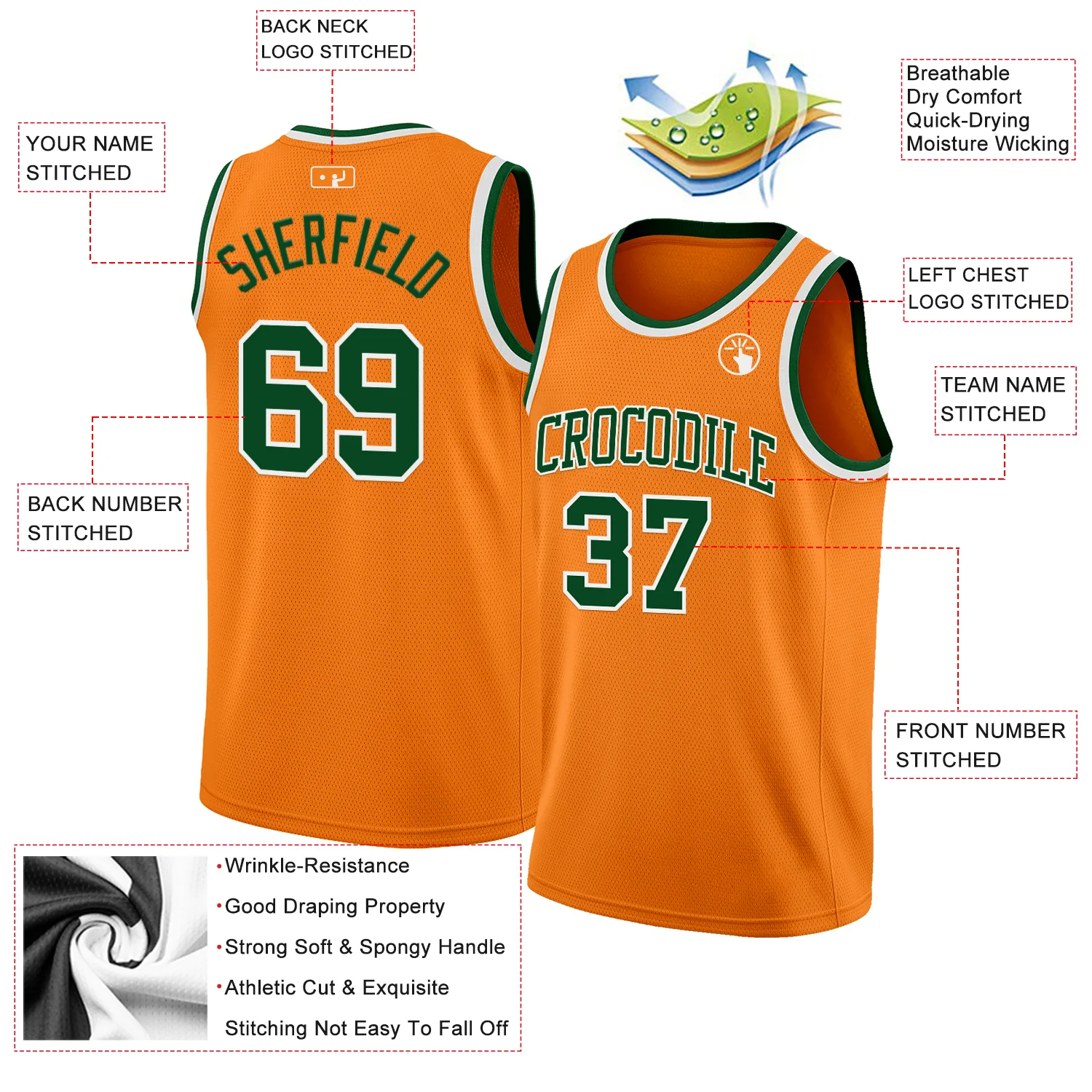 Custom Bay Orange Green-White Authentic Basketball Jersey