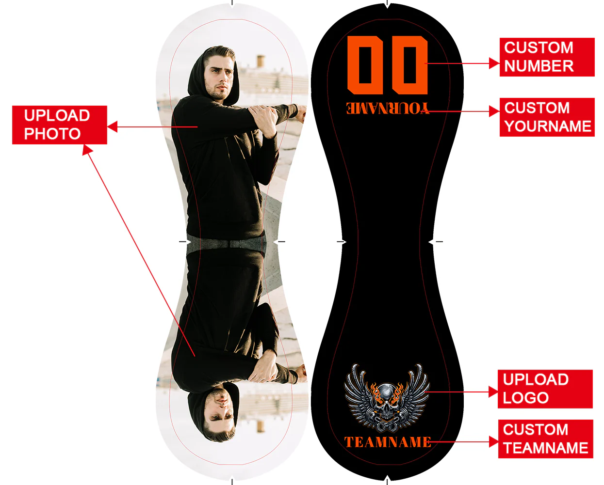 Personalized Black Mechanical Wings Skull Photo Baseballs