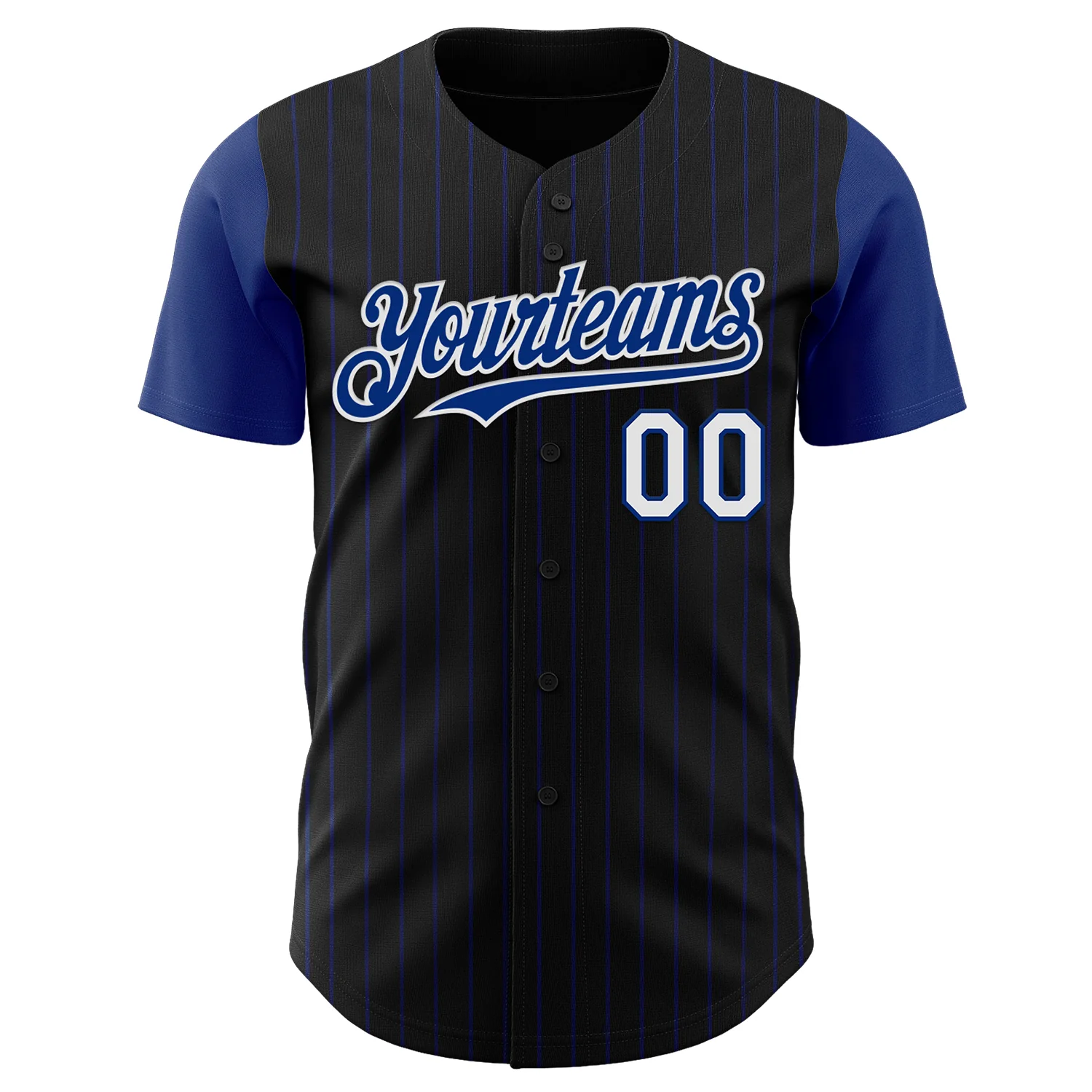 Custom Black Royal Pinstripe White Authentic Two Tone Baseball Jersey