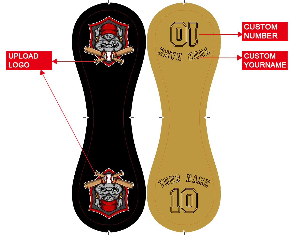 Personalized Black Old Gold Split Half Leather Old Gold Authentic Baseballs