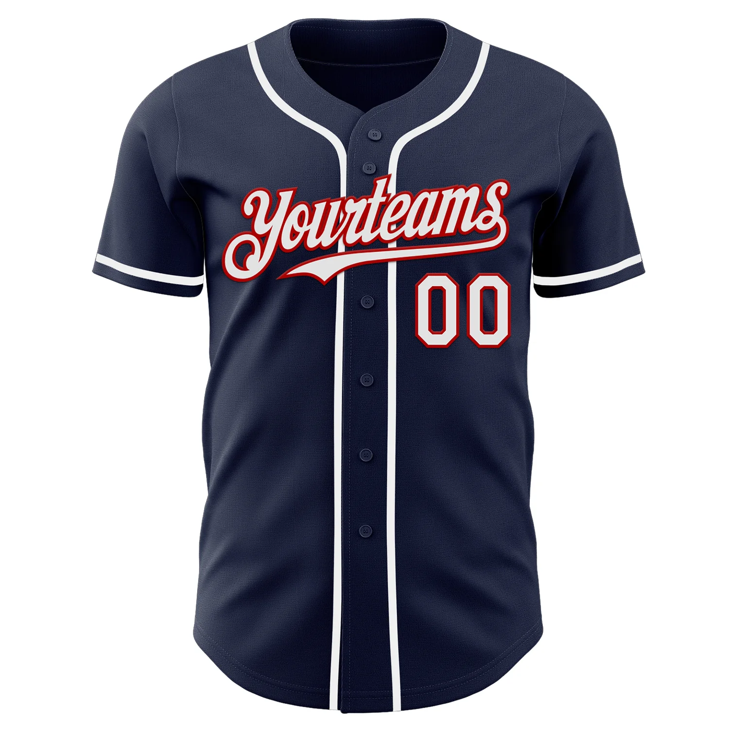 Custom Navy White-Red Authentic Baseball Jersey