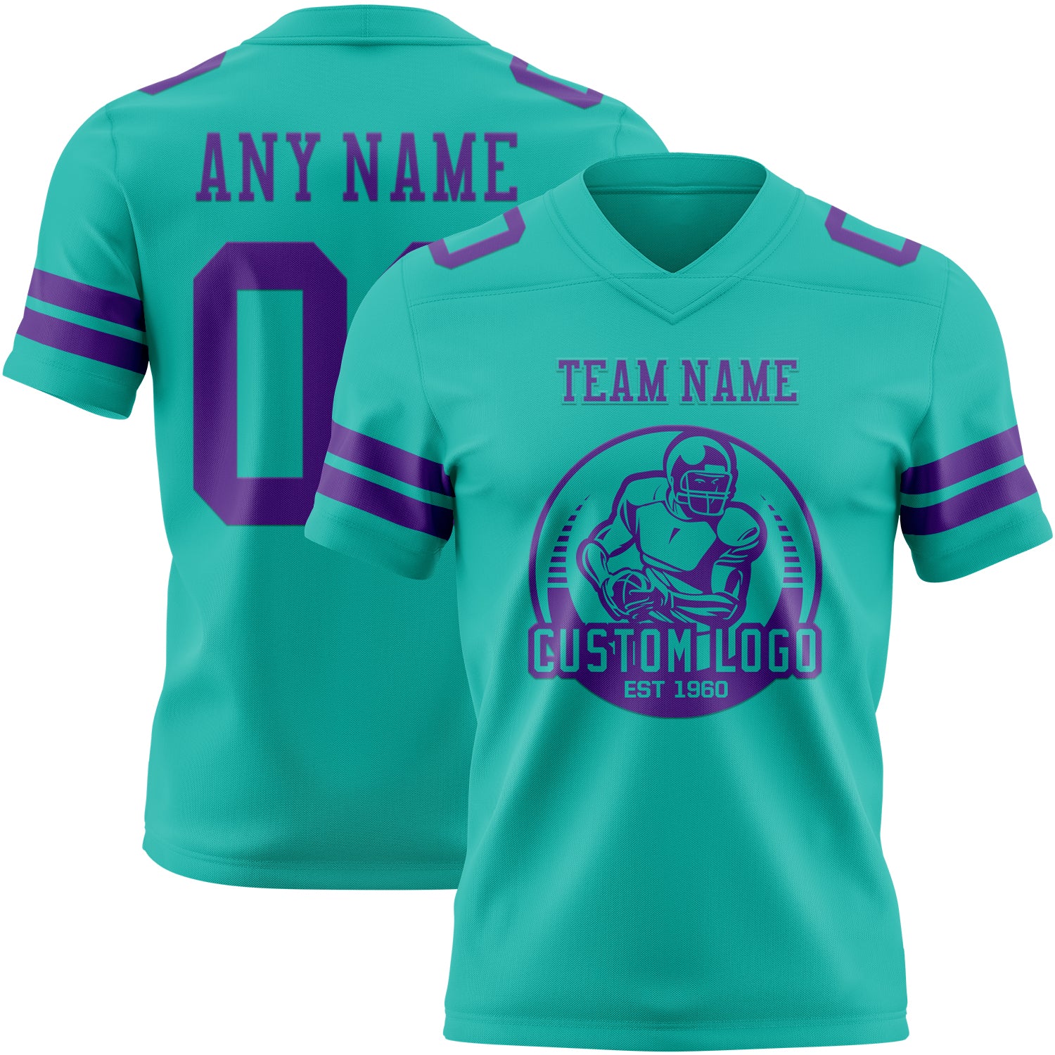 Custom Aqua Purple Authentic Football Jersey