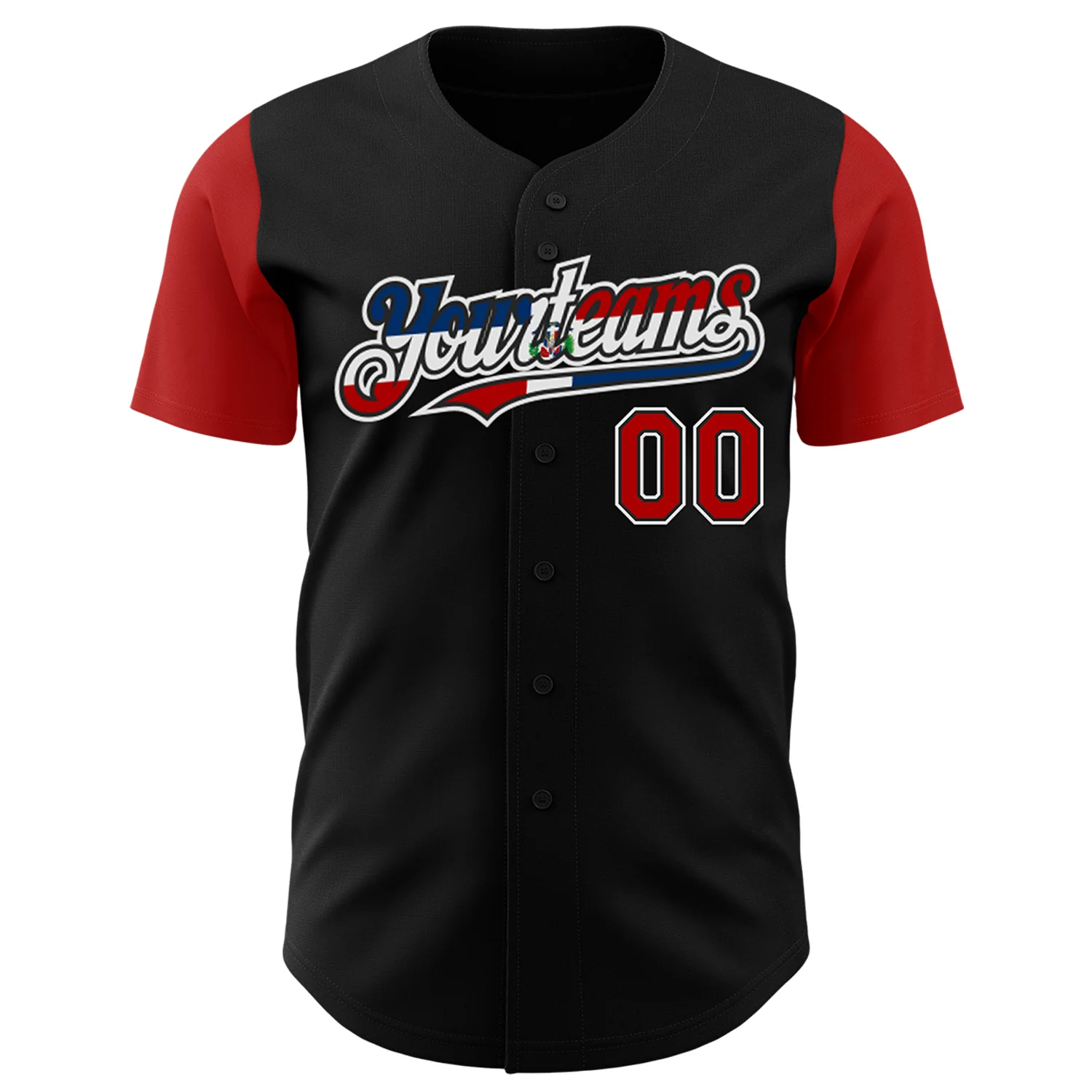 Custom Black Red White-Dominican Republic Flag 3D Dominican Republic Authentic Baseball Jersey
