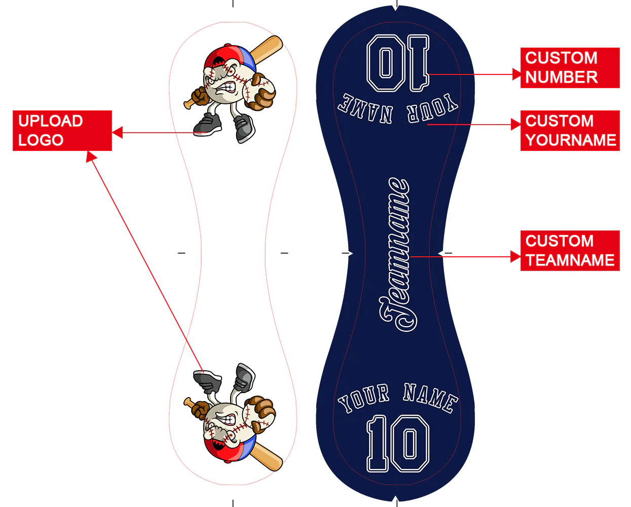 Personalized White Navy Half Leather Navy Authentic Baseballs