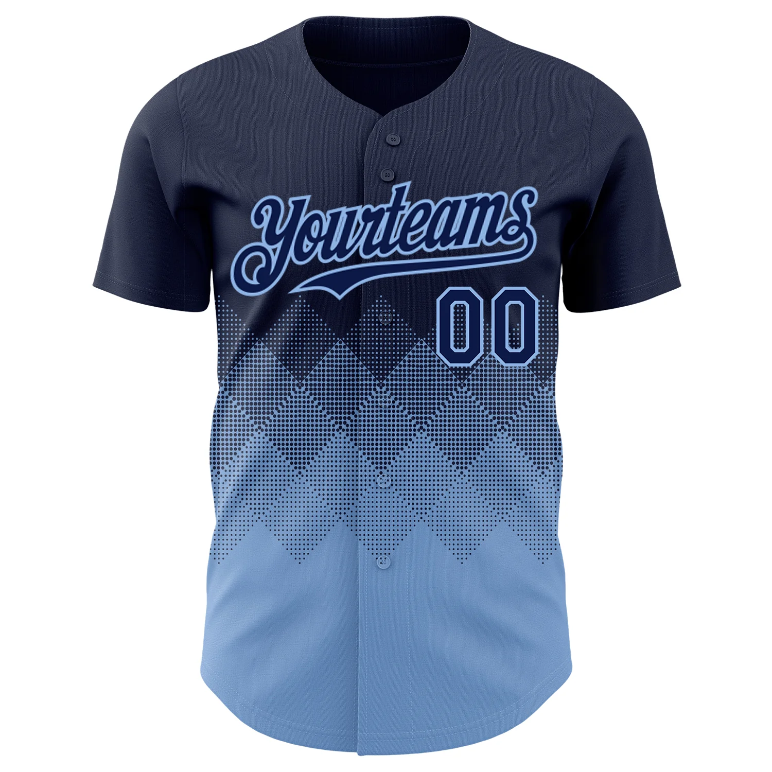 Custom Navy Light Blue 3D Gradient Square Shape Authentic Baseball Jersey