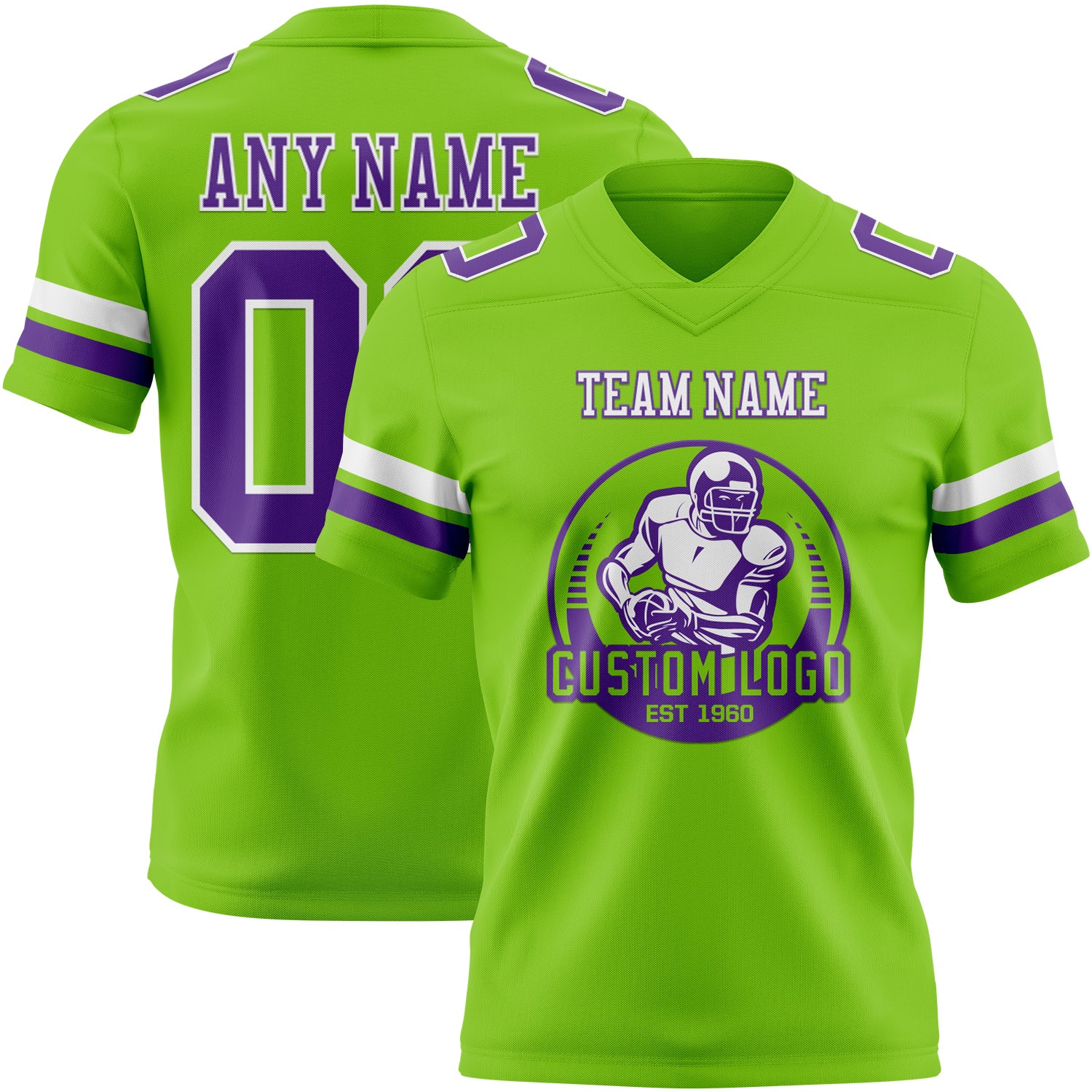 Custom Neon Green Purple-White Authentic Football Jersey