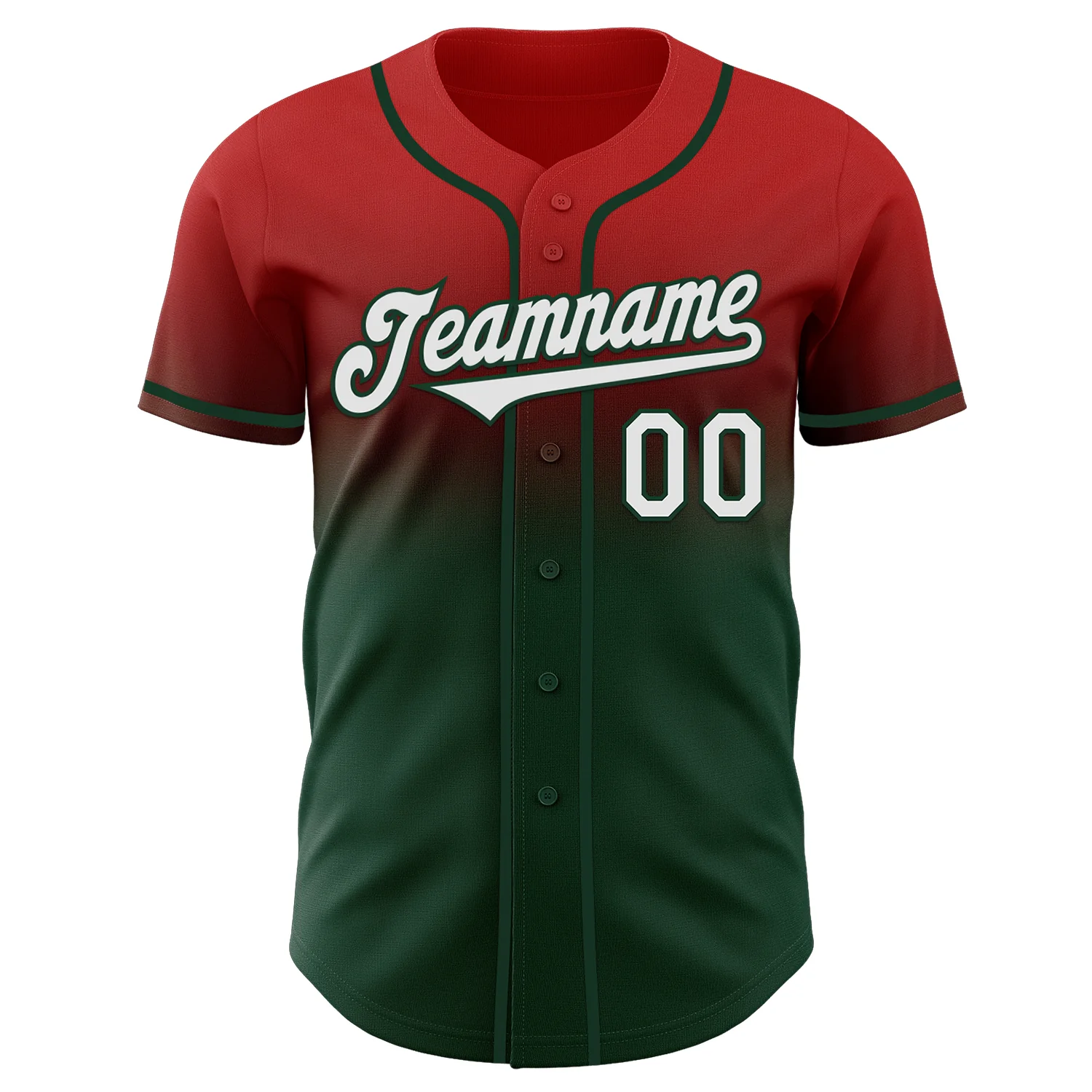 Custom Red White-Green Authentic Fade Fashion Baseball Jersey