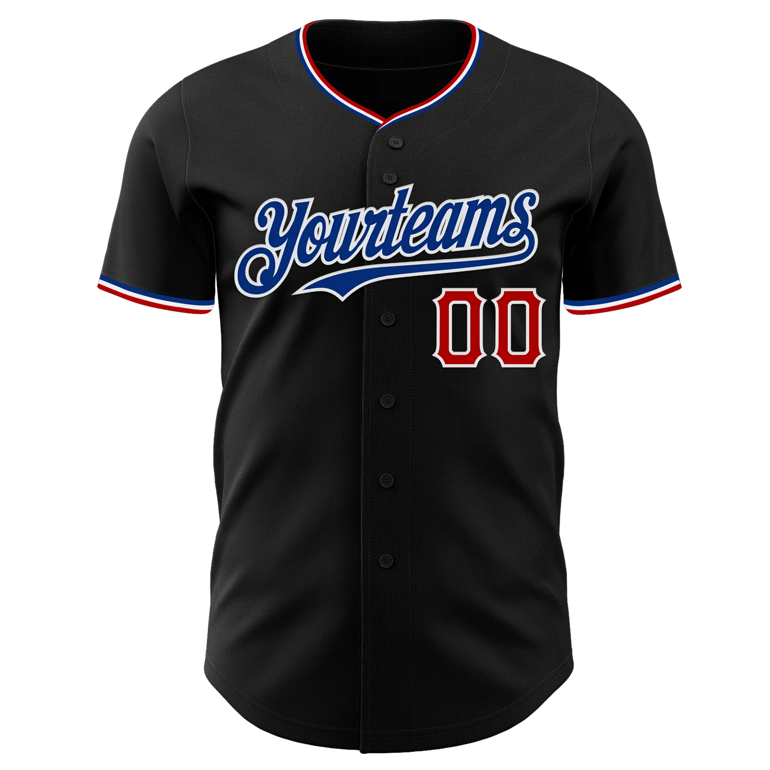 Custom Black Royal Red-White Authentic Baseball Jersey