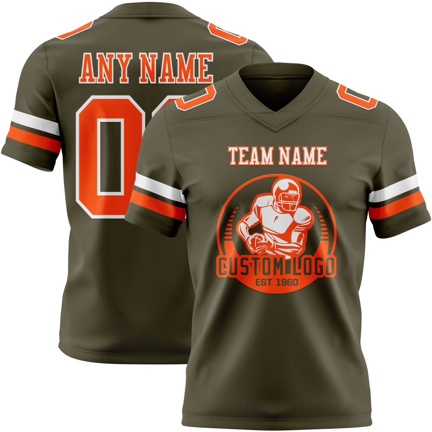Custom Olive Orange-White Authentic Salute To Service Football Jersey