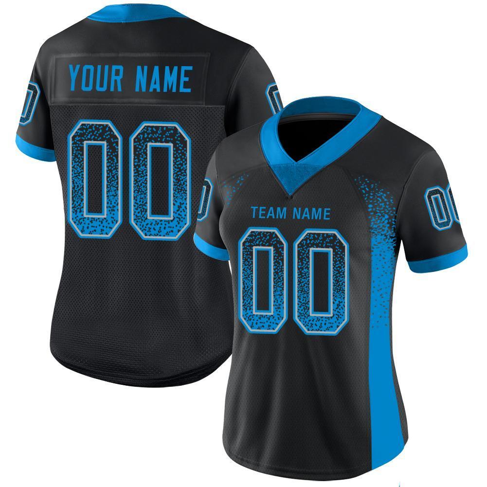 Custom Black Panther Blue-Light Gray Drift Fashion Football Jersey