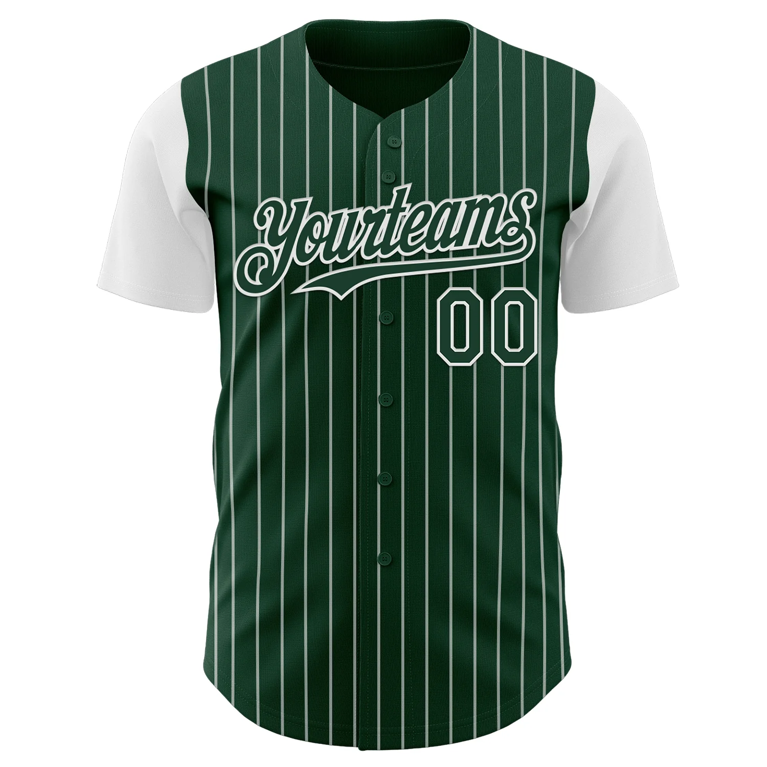 Custom Green White Pinstripe White Authentic Two Tone Baseball Jersey