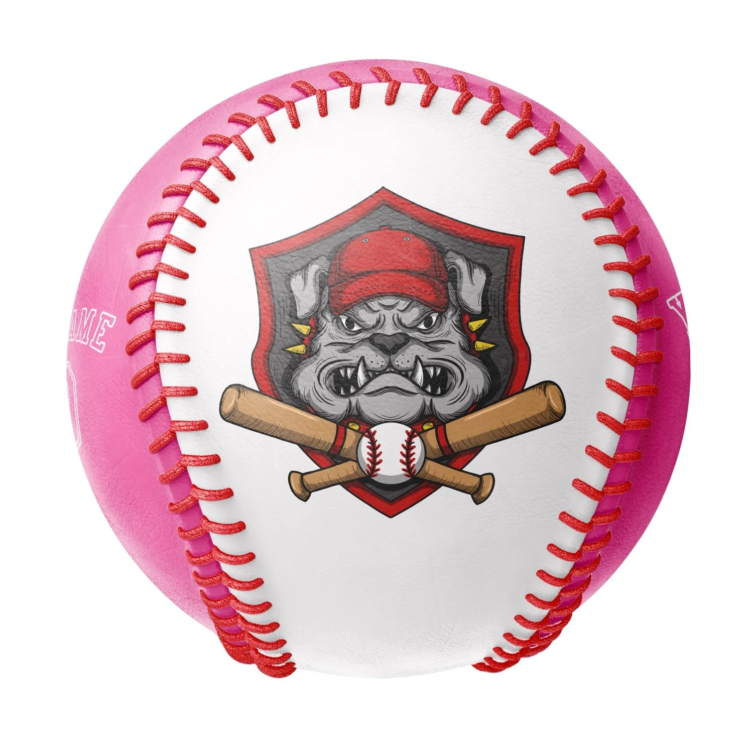Personalized White Pink Half Leather Pink Authentic Baseballs