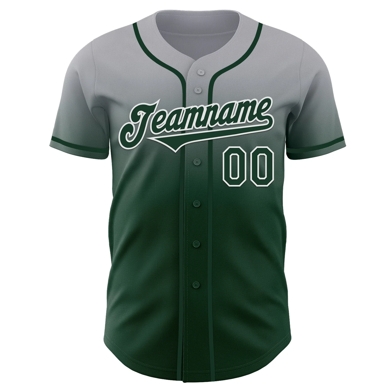 Custom Gray Green-White Authentic Fade Fashion Baseball Jersey